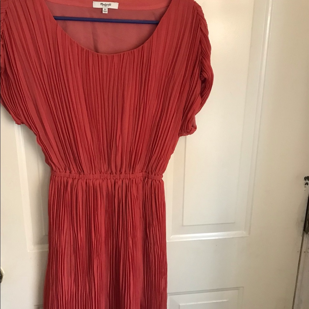 Pleated auburn dress
